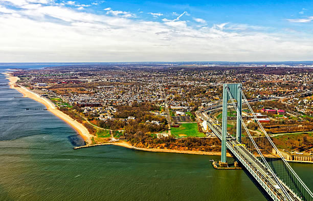 Staten Island skyline with drone cleaning